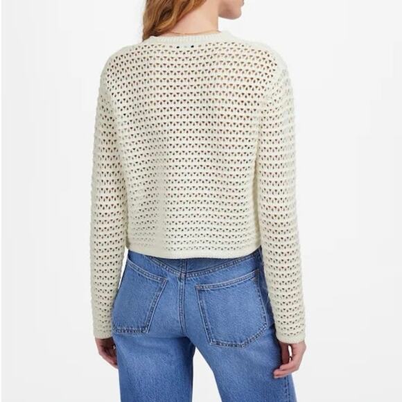 NWT Madewell Open-Stitch Crewneck Cardigan Sweater In Lighthouse Ivory Size XS - Picture 2 of 10